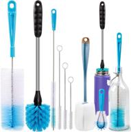 🧼 efficient cleaning with holikme 8-pack bottle brush set for narrow neck bottles, decanters, cups, hydro flasks, sinks, and more in turquoise logo