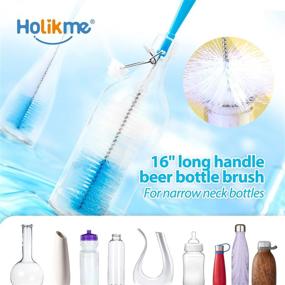 img 2 attached to 🧼 Efficient Cleaning with Holikme 8-Pack Bottle Brush Set for Narrow Neck Bottles, Decanters, Cups, Hydro Flasks, Sinks, and more in Turquoise