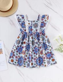 img 3 attached to 🌻 Sunflower Floral Princess Button Lace Bohemia Sleeveless Toddler Girl Dress - Stylish Clothes