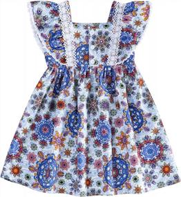 img 4 attached to 🌻 Sunflower Floral Princess Button Lace Bohemia Sleeveless Toddler Girl Dress - Stylish Clothes