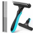 2-in-1 pet grooming tools - dog rake for tangle and knot removal, cat comb for loose undercoat - ideal for long and short hair breeds logo