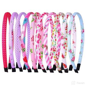 img 4 attached to 🎀 Fishdown 10 Pcs Plain Fabric Headbands: Stylish Thin Hair Bands for Kids, Teens & Women