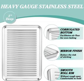 img 2 attached to Set Of 2 Stainless Steel Baking Sheets By Deedro - Professional Oven Trays, Half Sheet Rectangle Size 17.3 X 12.3 X 1 Inch, Non-Toxic, Rust-Free, And Dishwasher Safe For Delicious Results