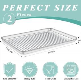 img 3 attached to Set Of 2 Stainless Steel Baking Sheets By Deedro - Professional Oven Trays, Half Sheet Rectangle Size 17.3 X 12.3 X 1 Inch, Non-Toxic, Rust-Free, And Dishwasher Safe For Delicious Results
