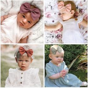 img 3 attached to 🎀 Adorable Baby Headbands and Bows Set: 10 Pcs Linen Hair Bows with Stretchy Nylon Bands, Handmade Hair Accessories for Newborns, Toddlers, and Children