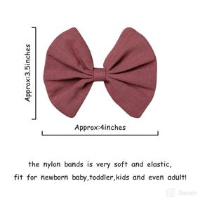 img 2 attached to 🎀 Adorable Baby Headbands and Bows Set: 10 Pcs Linen Hair Bows with Stretchy Nylon Bands, Handmade Hair Accessories for Newborns, Toddlers, and Children