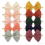 🎀 adorable baby headbands and bows set: 10 pcs linen hair bows with stretchy nylon bands, handmade hair accessories for newborns, toddlers, and children logo