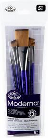 img 3 attached to Royal & Langnickel Moderna, 5Pc Stroke Variety Brush Set For All Painting Mediums, Includes - Stroke, Angular, Fan & Spotter Brushes