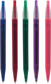 img 1 attached to RevMark 50 Pack Medium Point Ballpoint Retractable Tub O’ Pens, Black Ink – USA Made. Stylish Click Pen For Businesses, Offices, Schools, Events. Convenient Display Bucket. (Translucent Assorted)