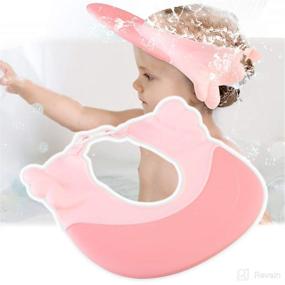 img 4 attached to 🛁 Adjustable Baby Shower Visor Bathing Hat by VALORILIMIT - Soft Waterproof Shampoo Cap, 2 Color Options - Safe Bathing Protection for Kids, Toddlers, Children (Pink)