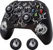 xbox-one controller skin, brhe anti-slip silicone cover protector case accessories set for microsoft xbox 1 gamepad joystick with 2 thumb grips caps (white) logo