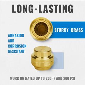 img 2 attached to SUNGATOR 3/4-Inch Push Fit PEX End Cap Fittings (2-Pack) - No Lead Brass Plumbing Caps For Copper & CPVC Pipes - Push-To-Connect With Disconnect Clip Included