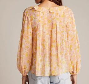 img 3 attached to Boho Chic Perfection: женская шифоновая блузка R.Vivimos с длинными рукавами, V-образным вырезом с оборками и цветочным принтом