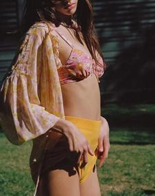 img 1 attached to Boho Chic Perfection: женская шифоновая блузка R.Vivimos с длинными рукавами, V-образным вырезом с оборками и цветочным принтом