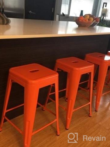 img 1 attached to Enhance Your Space With UrbanMod'S 24 Inches Metal Barstool Set Of 4 In Orange - Perfect For Home, Patio, Kitchen Island, Restaurant, And More! review by Robert Hines