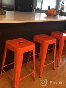 img 8 attached to Придайте своему пространству новое измерение с комплектом из 4 металлических барных стульев UrbanMod размером 24 дюйма в оранжевом цвете - идеально подходит для дома, патио, кухонного острова, ресторана и многого другого!