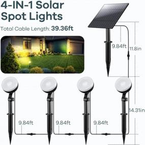img 1 attached to Linkind Solar Spot Lights Outdoor, 4-In-1 Solar Landscape Spotlights Outdoor IP67 Waterproof, 9.8Ft Cable Dusk To Dawn Solar Outdoor Lights For Garden, Yard, Driveway Walkway, Patio, Warm White 3000K