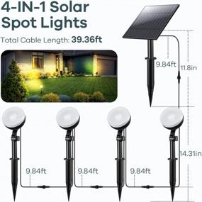 img 1 attached to Linkind Solar Spot Lights Outdoor, 4-в-1 Солнечные ландшафтные прожекторы IP67 Водонепроницаемый, 9,8-футовый кабель от заката до рассвета Солнечные уличные фонари для сада, двора, подъездной дорожки, патио, теплый белый 3000K