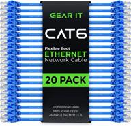 20-pack 10ft cat6 патч-кабель | премиальная серия gearit | snagless flexible soft tab - синий логотип