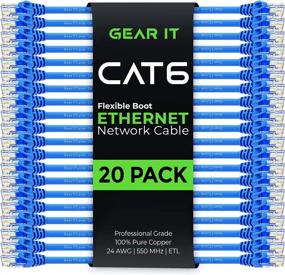 img 4 attached to 20-Pack 10Ft Cat6 Patch Cable | GearIT Preimum Series | Snagless Flexible Soft Tab - Blue