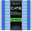 20-pack 10ft cat6 patch cable | gearit preimum series | snagless flexible soft tab - blue logo