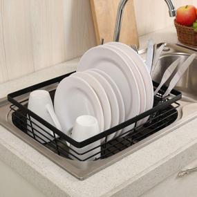 img 1 attached to Organize Your Kitchen In Style With TQVAI Metal Dish Drying Rack And Silverware Holder In Black