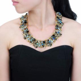 img 3 attached to Crystal Rhinestone Statement Necklace, Vintage Chunky Chain Choker Collar Bib Statement Necklace Fashion Costume Jewelry Necklaces For Women…