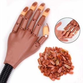 img 1 attached to Flexible Nail Training Hand With 100 Fake Nail Tips - Practice Acrylic Nails, Print & DIY With Moveable False Mannequin Hands - Perfect Practice Tool For Beginners