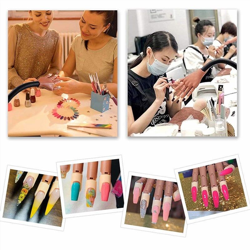 Women's Saviland Silicone Practice Hand for Acrylic Nails, Upgraded Flexible Moveable Fake Hands with No Breaking or Falling, Moveable Manicure