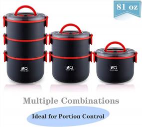 img 1 attached to Bento Lunch Box For Adults/Teens: 3-Tier Stackable, BPA-Free, Leakproof & Microwave Safe Container W/Built-In Spoon & Bag
