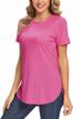 women's t-shirts short sleeve loose fit tunic top with pocket logo