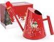 cesun red stainless steel watering can: perfect for indoor plant care with long spout and small decoration (30 oz) logo