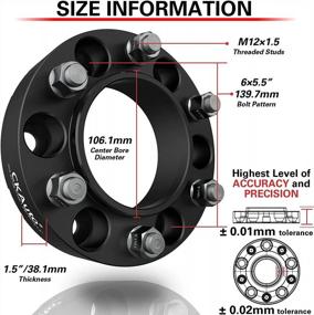 img 3 attached to Set Of 4 Hub Centric Wheel Spacers - 6X5.5 Pattern, 1.50" Thickness, 106.1Mm Center Bore With M12X1.5 Studs, Ideal For Enhancing Vehicle Stability And Style