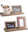 pine wood floating shelf wall mounted 17.1" length (2 pcs) for photo frames, books, picture display ledge shelves logo