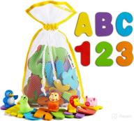 🧼 toddlers abc bath toys - high-quality eva foam floating alphabet and numbers with 5 animal characters - 6 captivating colors of caps and lowercase letters - engaging water learning playtoys for kids , 77 pack logo