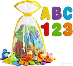 img 4 attached to 🧼 Toddlers ABC Bath Toys - High-Quality Eva Foam Floating Alphabet and Numbers with 5 Animal Characters - 6 Captivating Colors of Caps and Lowercase Letters - Engaging Water Learning Playtoys for Kids , 77 Pack