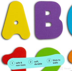 img 1 attached to 🧼 Toddlers ABC Bath Toys - High-Quality Eva Foam Floating Alphabet and Numbers with 5 Animal Characters - 6 Captivating Colors of Caps and Lowercase Letters - Engaging Water Learning Playtoys for Kids , 77 Pack