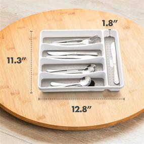 img 3 attached to JINAMART 5-Compartment Silverware Organizer Tray, Kitchen Utensils Holder And Cutlery Tray With Grooved Drawer Dividers, Non-Slip Rubber Feet BPA-Free