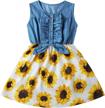 sleeveless denim top sundress with floral print tutu skirt for little girls - one-piece princess outfit by enlifety logo