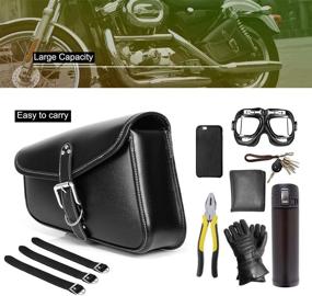 img 1 attached to 🏍️ Waterproof PU Leather Motorcycle Saddlebags with Metal Buckle - Swing Arm Bag in Black for Sportster Harley