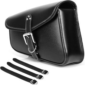 img 3 attached to 🏍️ Waterproof PU Leather Motorcycle Saddlebags with Metal Buckle - Swing Arm Bag in Black for Sportster Harley