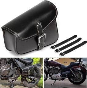 img 4 attached to 🏍️ Waterproof PU Leather Motorcycle Saddlebags with Metal Buckle - Swing Arm Bag in Black for Sportster Harley