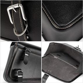 img 2 attached to 🏍️ Waterproof PU Leather Motorcycle Saddlebags with Metal Buckle - Swing Arm Bag in Black for Sportster Harley