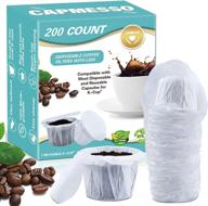 200-pack capmesso disposable coffee filters with lid for keurig 2.0 & 1.0 reusable single serve pods, white logo