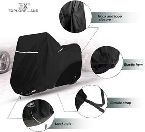 img 2 attached to 🛵 Protective Motorcycle Cover for Year-Round Scooter Storage - Explore Land Heavy Duty Gear (Black, Size XL - 108Lx 38Wx 49H inches)