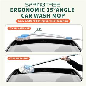 img 3 attached to 🚘 Springtree Car Wash Brush Mop with Extended 50’’ Ergonomic Aluminum Alloy Handle, 15° Telescoping Feature, Chenille Microfiber Car Cleaning Mitt Kit, Scratch-Free & Easy-to-Use Car Washing Brush, Blue