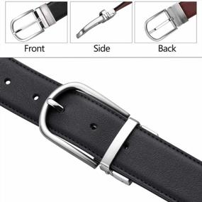 img 1 attached to Men'S Genuine Leather Reversible Dress Belt With Rotated Buckle - Trim To Fit
