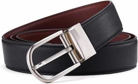 img 3 attached to Men'S Genuine Leather Reversible Dress Belt With Rotated Buckle - Trim To Fit