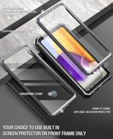 img 2 attached to Чехол для Samsung Galaxy A72 со встроенной защитной пленкой для экрана и идентификатором отпечатка пальца - гибридный противоударный чехол-бампер для всего тела Poetic Guardian, черный/прозрачный