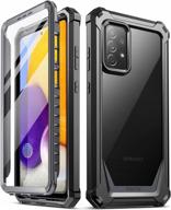 samsung galaxy a72 case with built-in screen protector & fingerprint id - poetic guardian full body hybrid shockproof bumper cover, black/clear logo